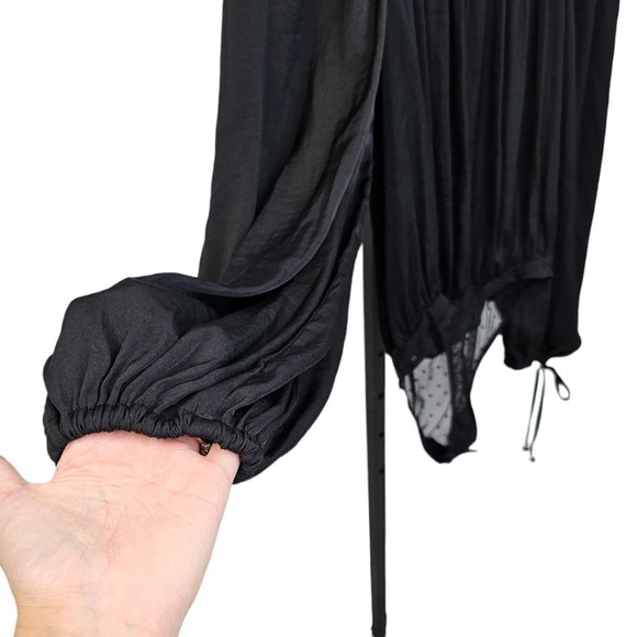 Free People Intimately Another Round Peasant Bodysuit Black Silky Size Medium - Picture 13 of 13